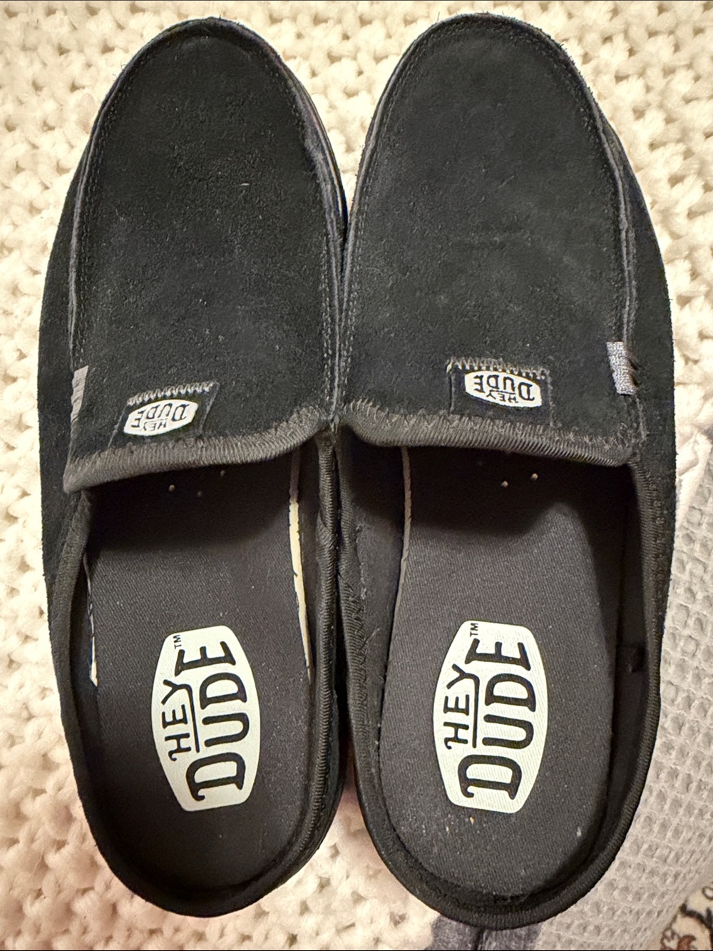 Hey Dude Women’s Austin lift Black Suede Slip-On Shoes